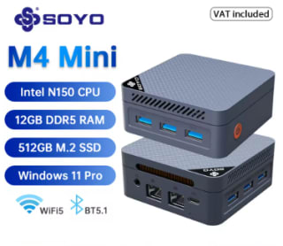 SOYO Mini PC M4 Intel Twin Lake N150 CPU Windows 11 Pro 12GB DDR5 512GB por 106,25€