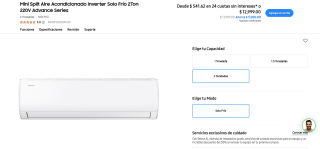 Mini Split 2 Toneladas 24000 BTU por $9,879 | Oferta Samsung