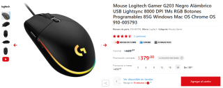 Mouse Logitech Gamer G203 por $329 | Cupón Digitalife