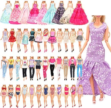 Miunana 21 Accesorios Seleccionados Al Azar para 11.5 Pulgada 30CM Muñeca: 5 Vestidos de Moda + 5 Blusas + 5 Pantalones + 3 Vestidos De Novia + 3 Trajes De Baño