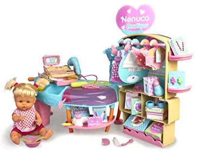 Nenuco - Boutique, Tienda de Moda para bebés con 30 Accesorios y Ropa para Cambiar el muñeco, una Caja registradora de Juguete con Sonido y luz, Dinero y Sonidos para Jugar Famosa (700015835)