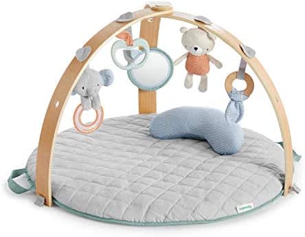 Ingenuity, Gimnasio de Actividades Ultrasuave Reversible Cozy Spot Loamy, Arco de Juego Madera Plegable, 0+ Meses