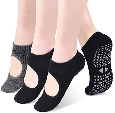VBIGER Calcetines Yoga Antideslizantes para Mujeres Calcetines Deportivos para Ejercicio Interior | Pilates | Yoga | Ballet | Fitness 3 Pares