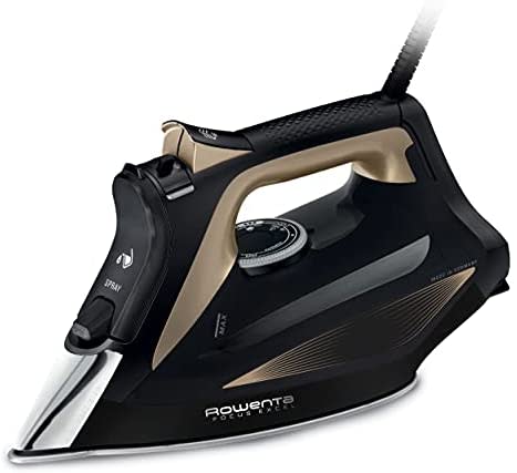 Rowenta Focus Excel DW5325 - Placha de vapor 2700 W, golpe de vapor 180 gr/min, vapor continuo 45 gr/min, suela Microsteam Laser 400, antigoteo, función Eco, vapor vertical, ahorro energía, negra