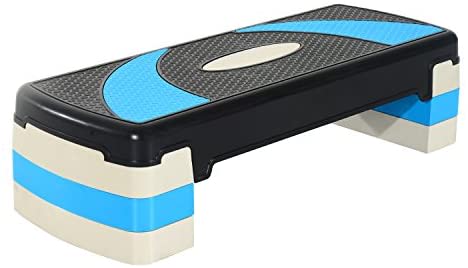 HOMCOM Step de Aeróbic para Fitness Tabla Plataforma Stepper Deporte Gimnasia Altura Regulable 3 Niveles Carga 150kg