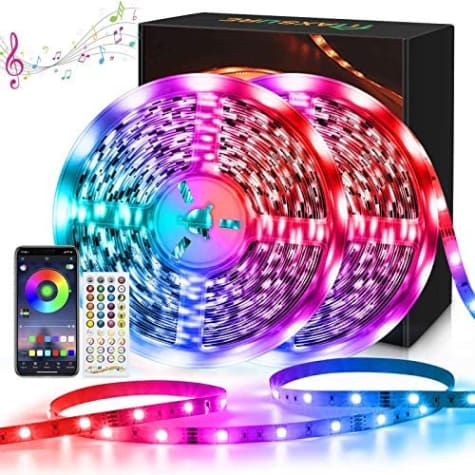 Maxsure Tiras LED 20M, 600 LEDs, luces led habitación, RGB 5050, Sincronización con música, con Control Remoto de 40 Teclas, APP, Decoración para Navidad, Fiesta, Hogar, Bar, etc. (No Impermeble)