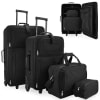Juego de 4 Maletas de Viaje Set Trolley Neceser Cabina con Ruedas Negras + Bolso y Neceser por 24.5€