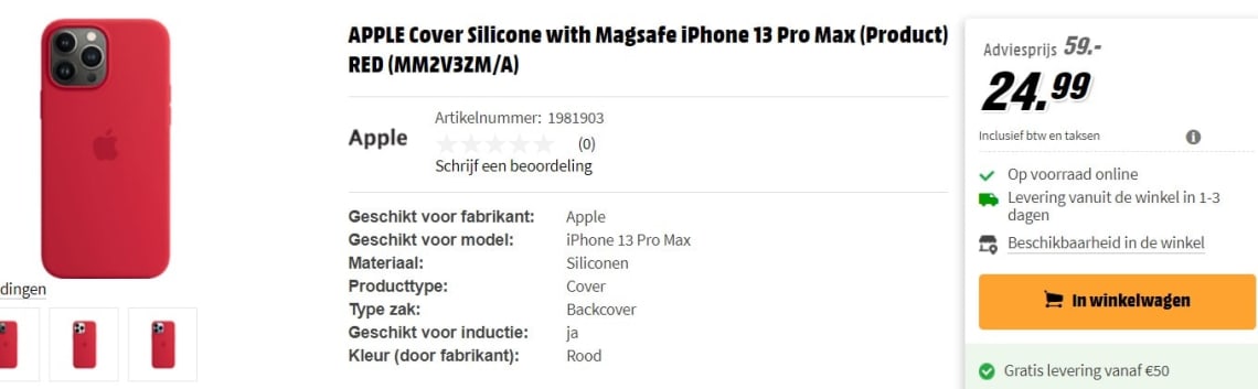aardolie Blanco de begeleiding Apple Silicone Backcover MagSafe iPhone 13 hoesje - Rood bij de MediaMarkt  in België