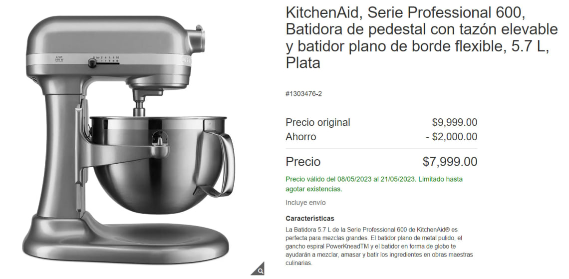 KitchenAid, Serie Professional 600, Batidora de pedestal