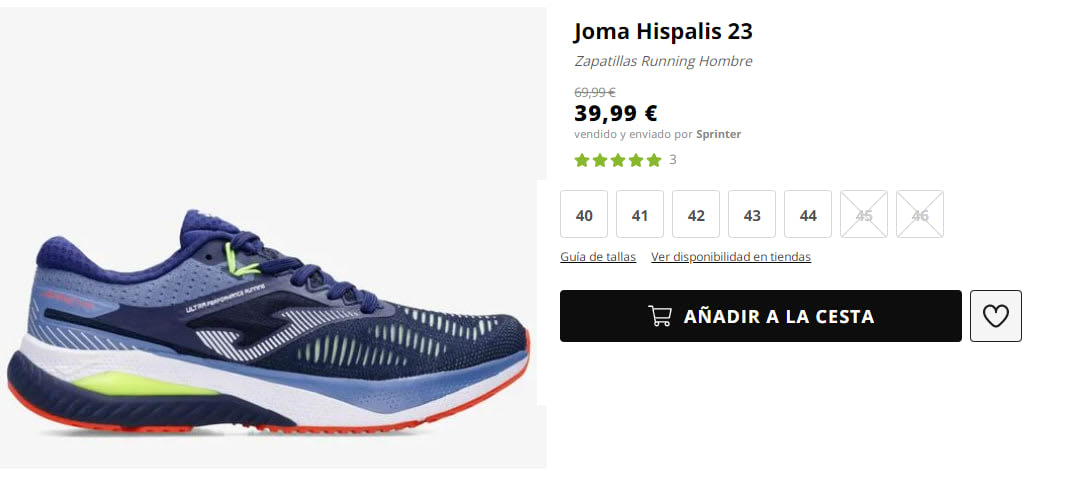 Zapatillas Running Hombre Joma Hispalis 23 por 36.99€