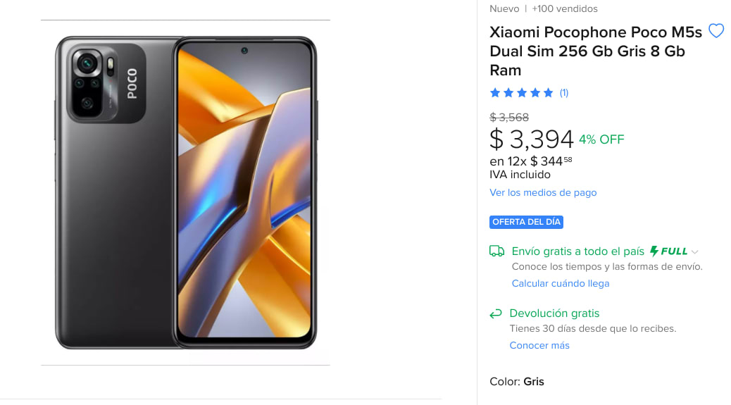 Xiaomi Poco M5s Pocophone de Doble Sim, 256GB, Gris, 8GB RAM