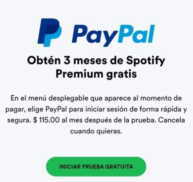 3 Meses Gratis de Spotify Premium con PayPal