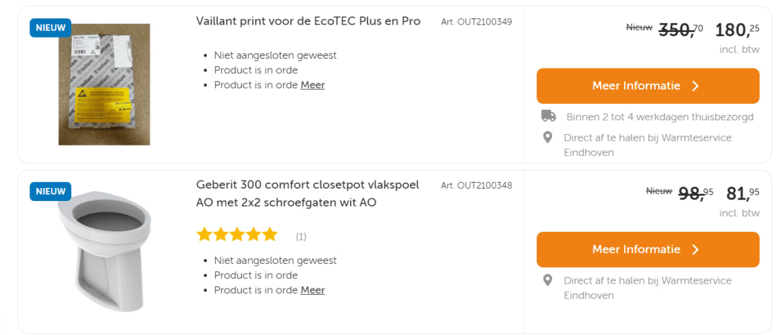 Tot 50% korting in de Warmteservice outlet
