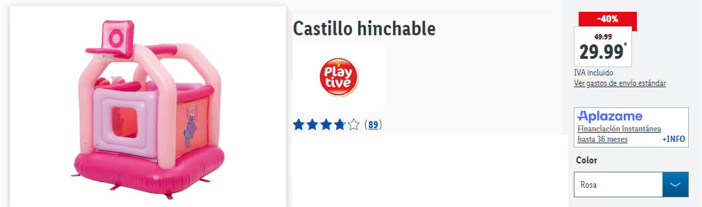 Castillo hinchable para Peques por 29.99€