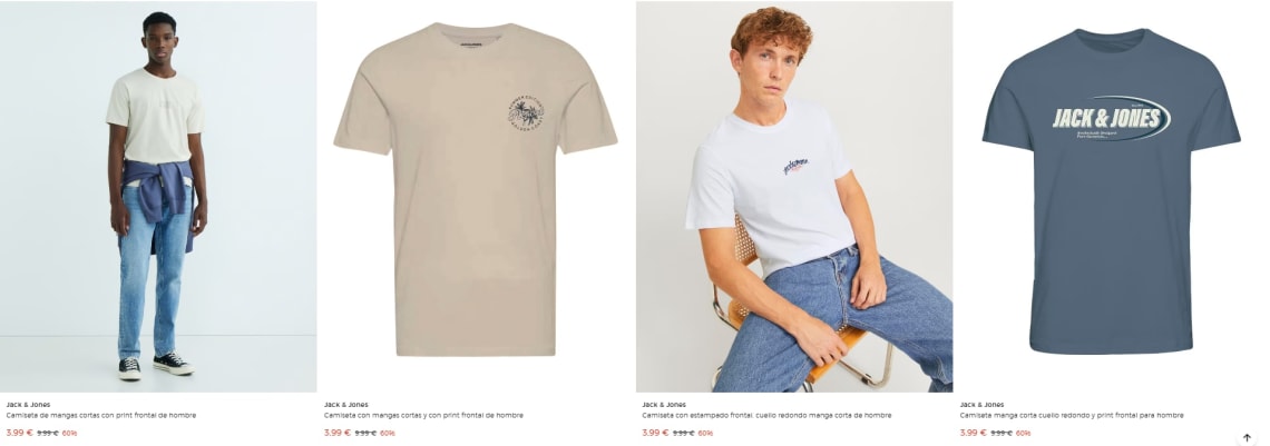 Ofertas hasta 70% descuento Jack & Jones precios desde solo 1,59€