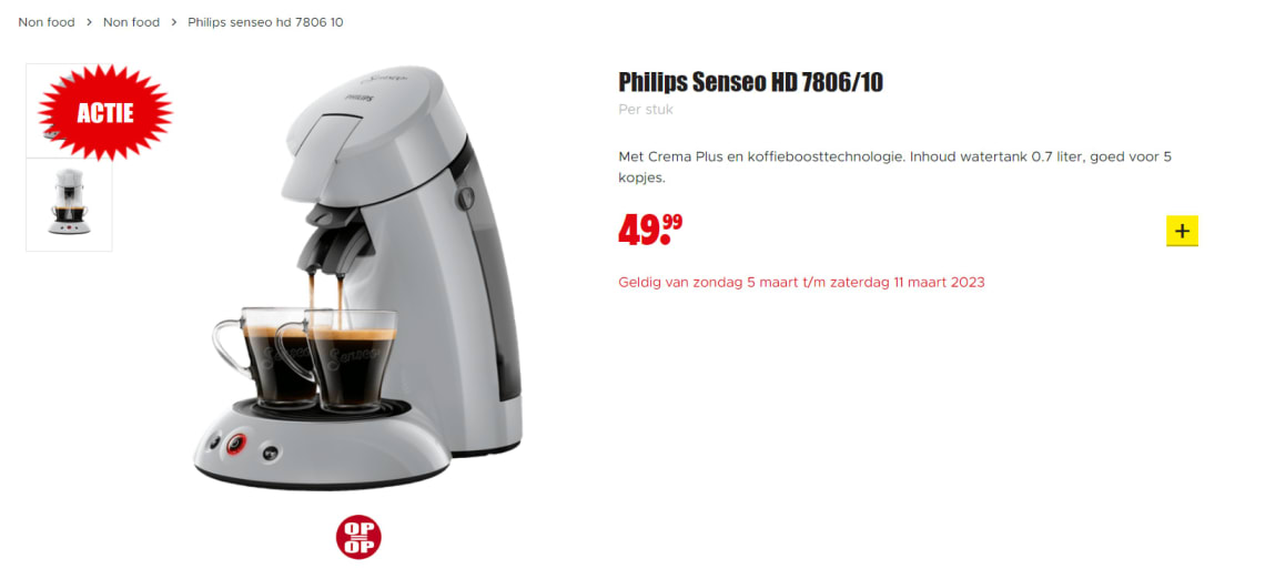 etnisch omdraaien Binnenwaarts Philips Senseo HD7806/50 Koffiezetapparaat voor €49,99 bij Dirk