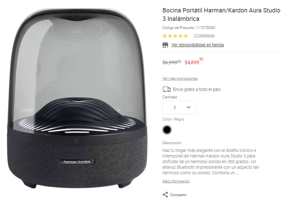 Harman Kardon Aura Studio 3 Bocina Portátil Bluetooth 360°