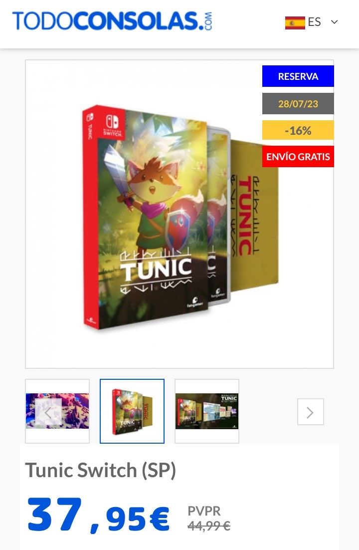 Tunic Nintendo Switch por 37,95€.