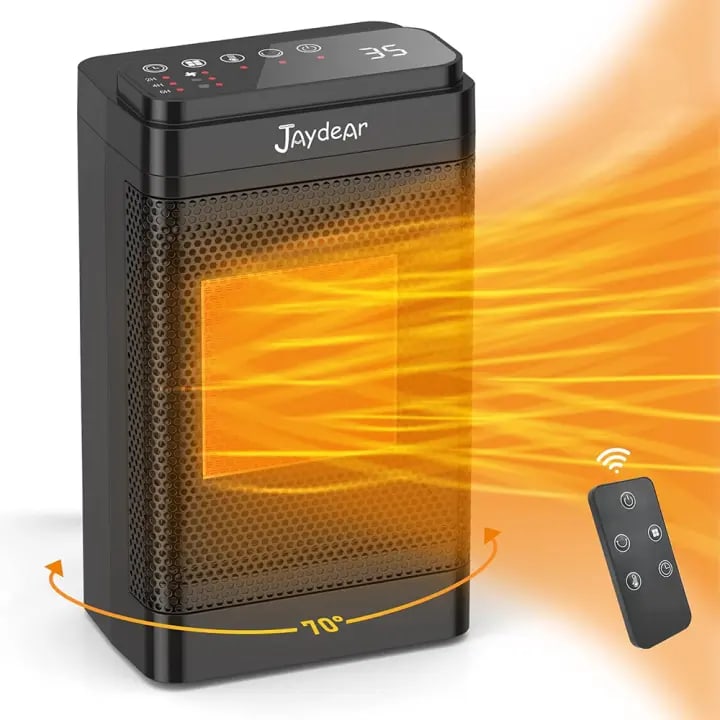 Calefactor 1200W/1500 W, LED de bajo consumo y silencioso por 9,38€