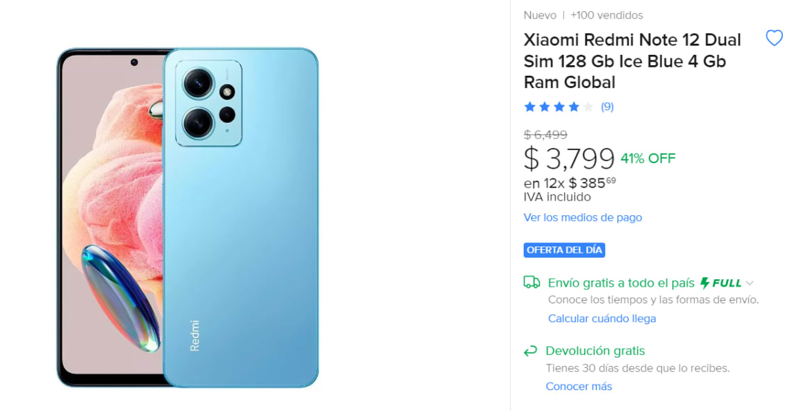 Xiaomi Redmi Note 12 8GB + 256GB Ice blue móvil libre