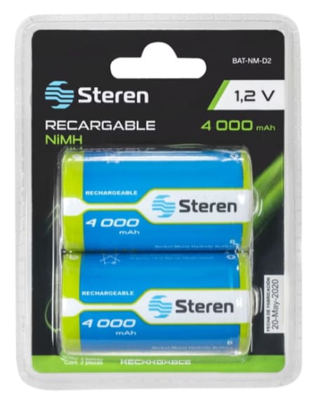 Set 2 Pilas Recargables 4000mAh Steren a $49 en Suburbia