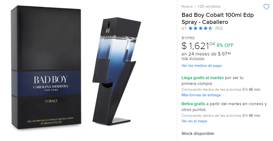 Perfume Bad Boy Cobalt 100ml por 1 296 en Mercado Libre con TDC Mercado Pago