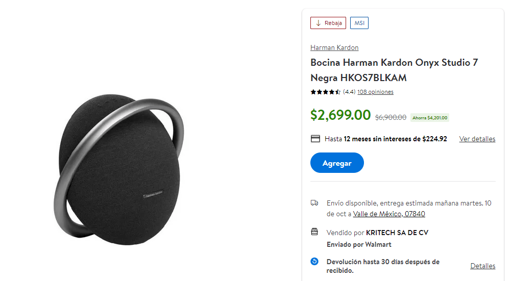 Bocina Harman Kardon Onyx Studio 7 Negra