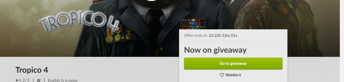 Tropico 4 gratis via Gog