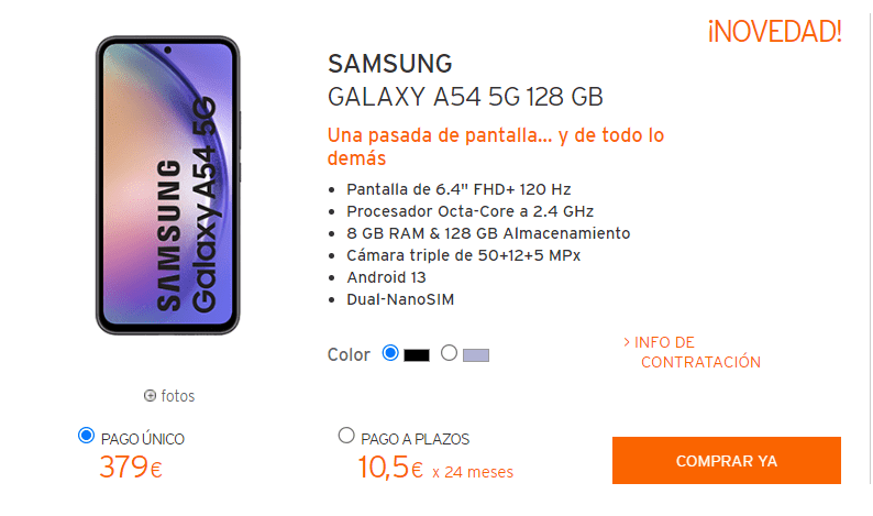 Samsung Galaxy A54 5G 8/128GB Blanco Libre