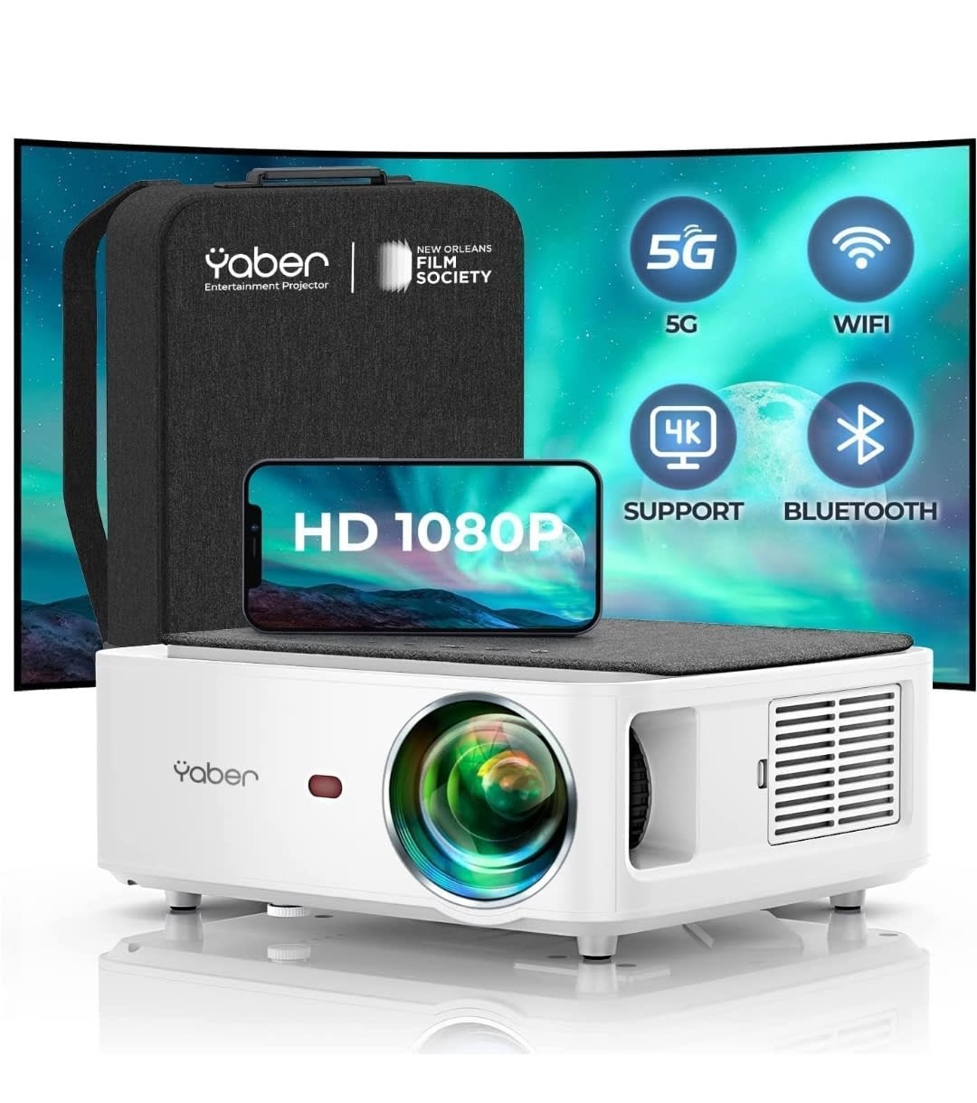 Soporte 4K Android TV 100 Proyector 5G WiFi Bluetooth nativo 1080P mot -  VIRTUAL MUEBLES