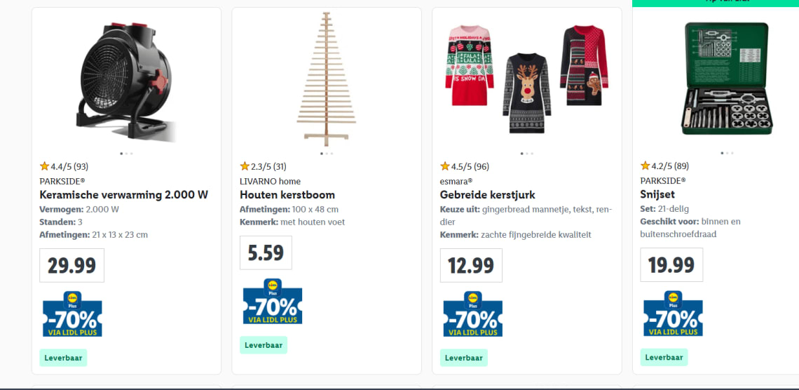 70% korting op heel veel artikelen in de Lidl webshop