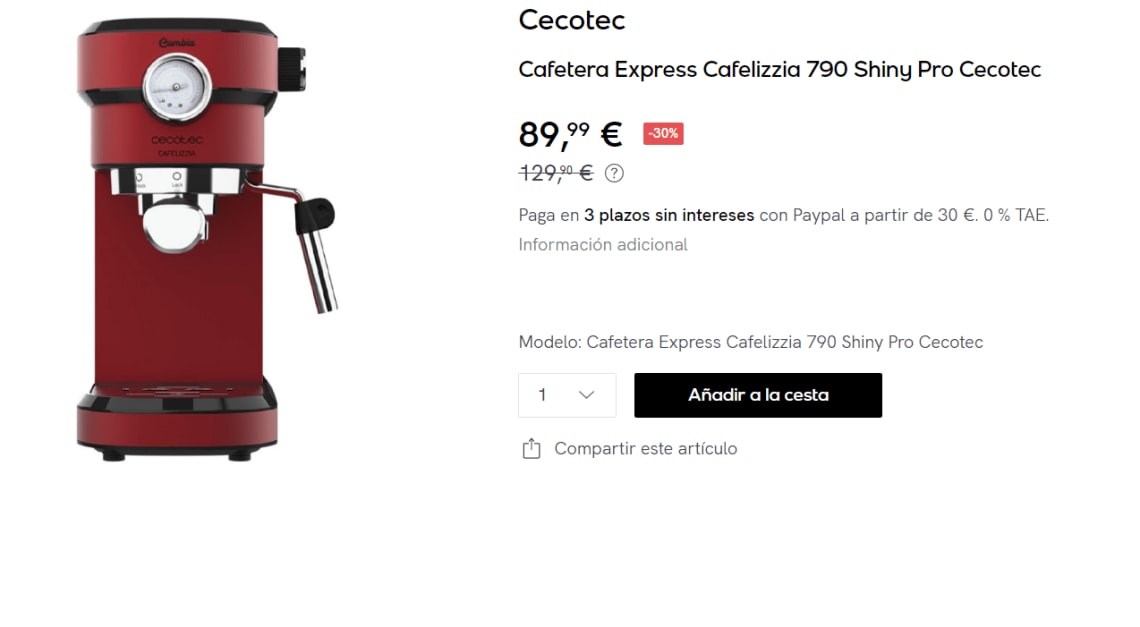 Cafetera Express con Manómetro Cafelizzia 790 Shiny Pro. Brazo con Doble  Salida y Dos filtros, 20bares