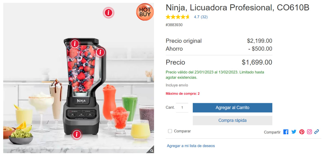 Costco: Ninja, Licuadora Profesional, CO610B 