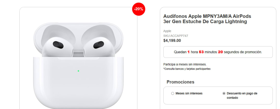 Comprar Audifonos Apple MPNY3AM/A AirPods 3er Gen Estuche De Carga Lightning