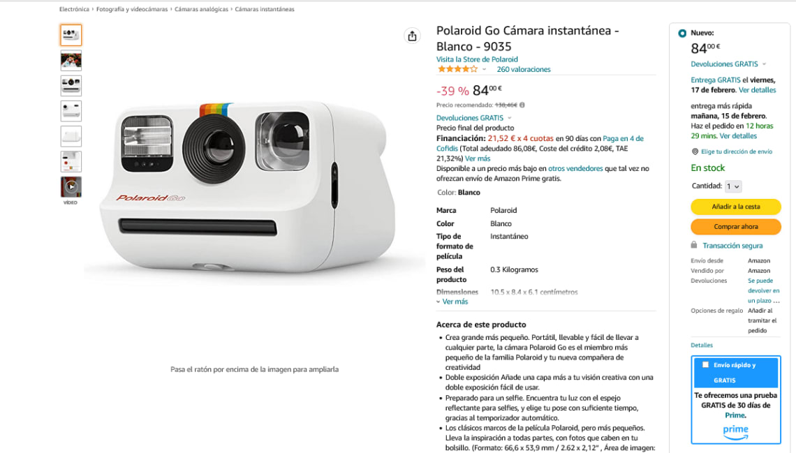  Polaroid Go - Mini cámara instantánea (9035) : Electrónica