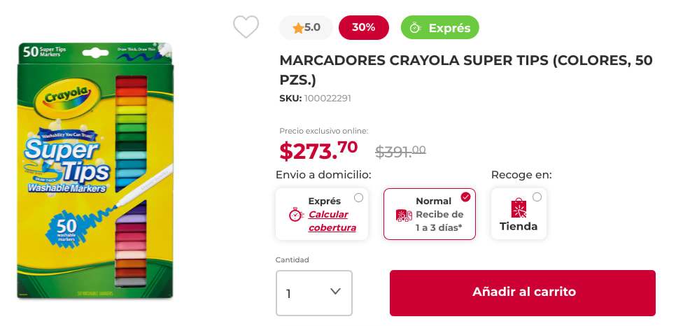 50 Marcadores Super Tips a $274 en Office Depot