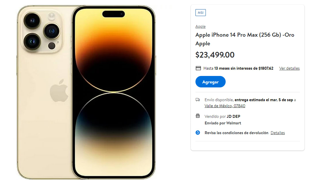 Walmart: iPhone 14 pro Max Reacondicionado  pagando con Banorte 