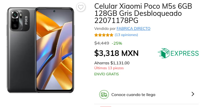 Xiaomi Poco M5s 6GB/128GB Gris - Teléfono móvil