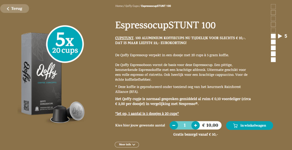 Middel Karakteriseren Pa 100 Nespresso koffiecups voor €10 bij Qoffy