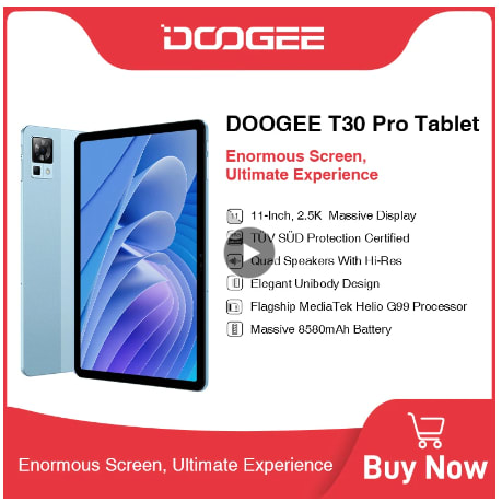 DOOGEE-Tableta T30 Pro de 11 pulgadas, 2,5 K, con Android 13,0, Helio G99,  8GB, 256GB, Cámara principal de 20MP, 8580mAh - AliExpress