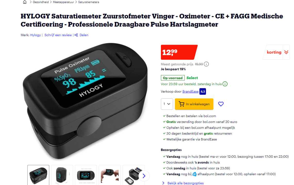 Gasvormig Preek overdracht HYLOGY Saturatiemeter Zuurstofmeter Vinger - Oximeter Professionele  Draagbare Pulse Hartslagmeter