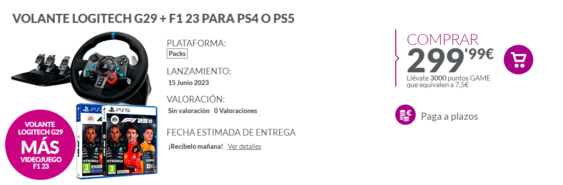 Volante Logitech G29 + F1 23 para PS4 o PS5 » Chollometro