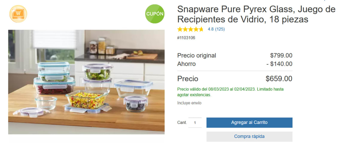 Snapware Pure Pyrex Glass, Juego de Recipientes de Vidrio