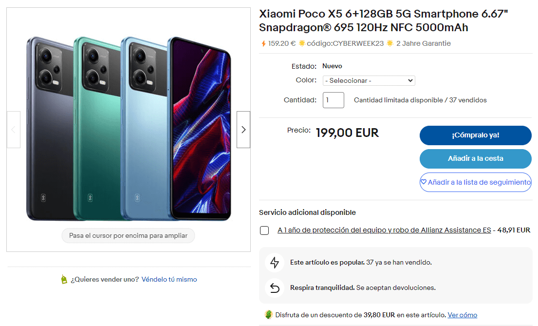 XIAOMI POCO X5 PRO 5G. 8GB/256GB y 6GB/128GB. ¡10% descuento