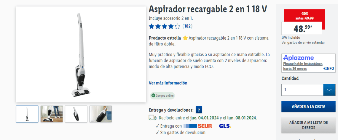 Aspirador recargable 2 en 1 18 V