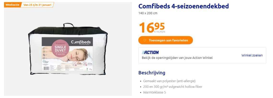 Comfibeds polyester voor €16,95 de Action