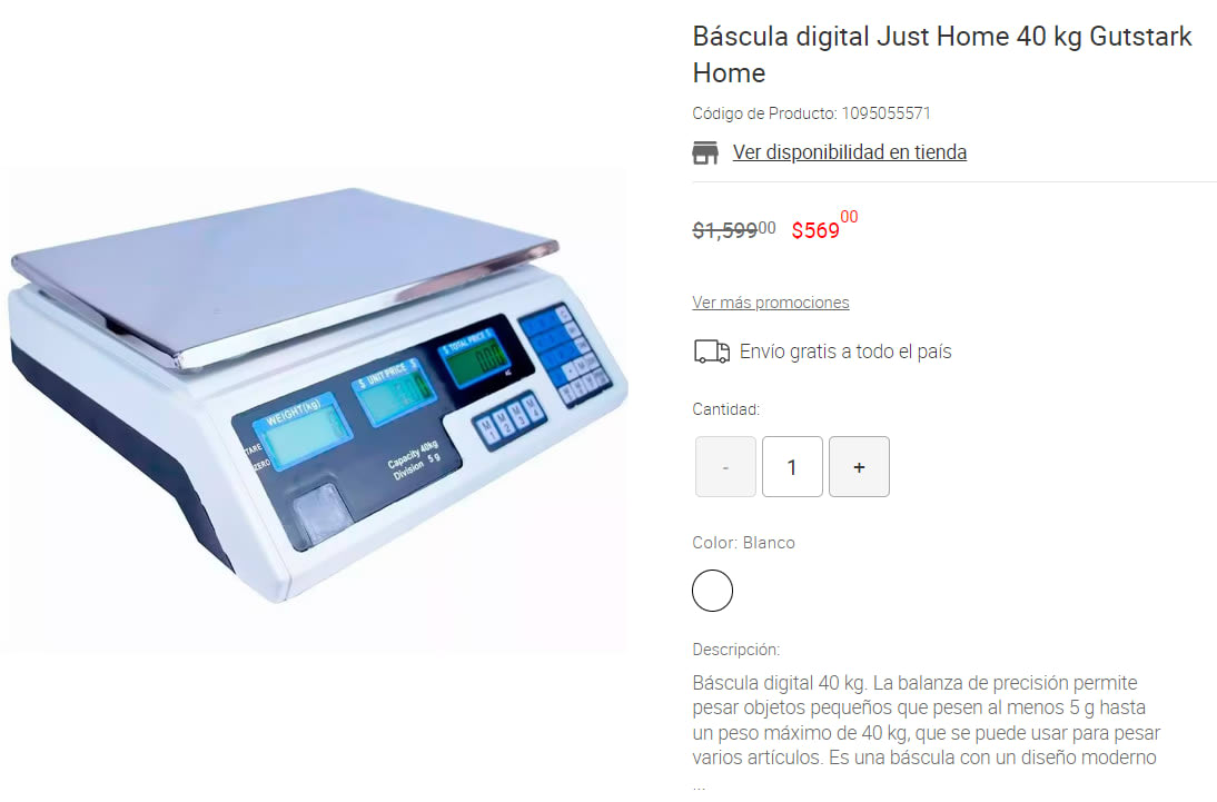 Báscula digital Just Home 40 kg Gutstark Home