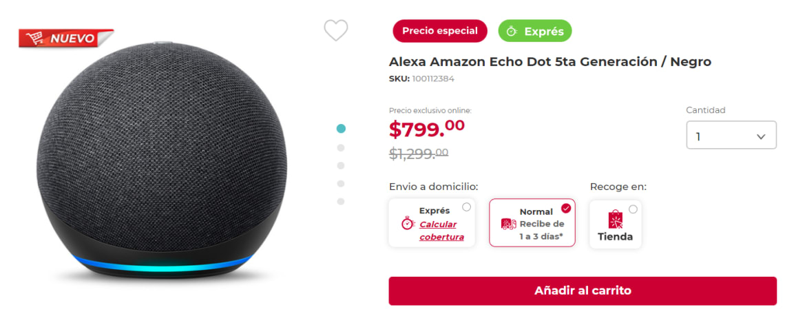 Echo Dot 5ta Gen a $642 en Office Depot con Aplazo