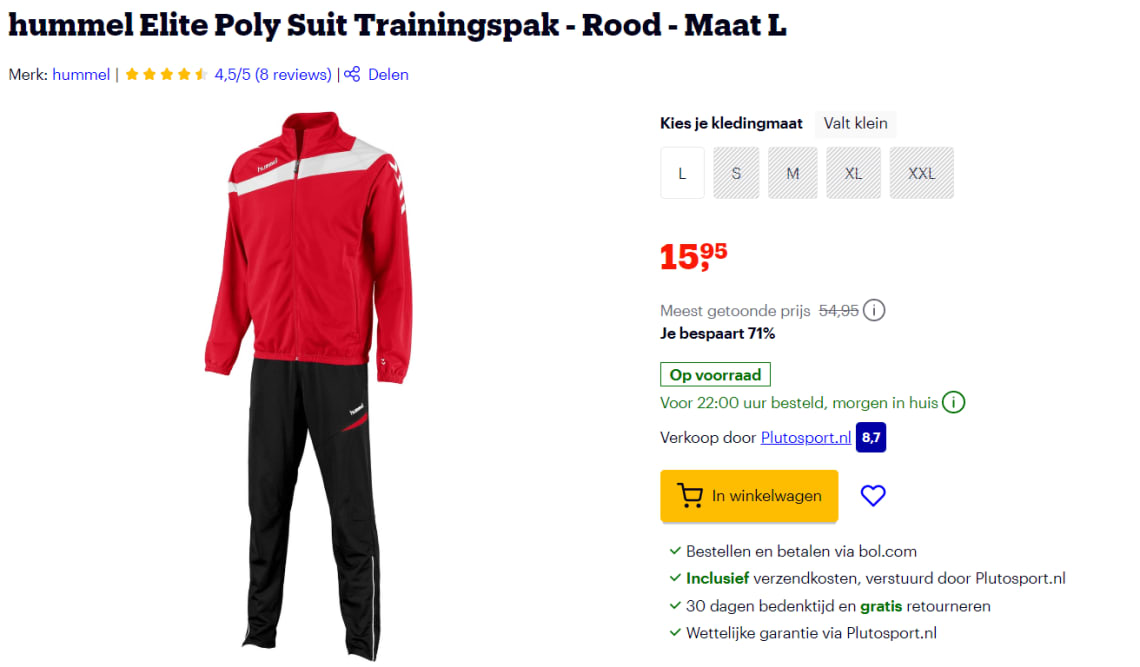 Afwezigheid gewicht gangpad Hummel Elite Polyester Suit voor €15,95 bij Bol.com