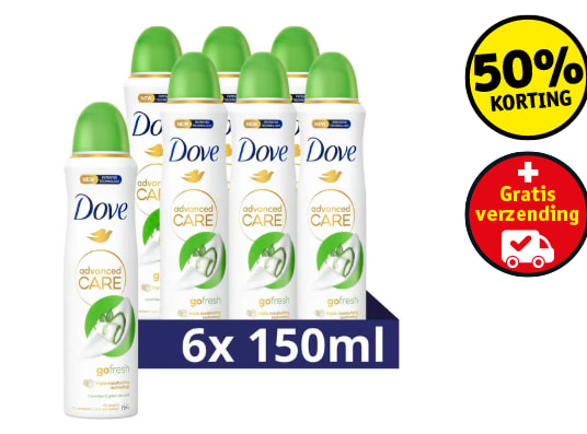 Dove Advanced Care Go Fresh Cucumber & Green Tea Anti-Transpirant Deodorant Spray - 6 x 150 ml voor €8,38 bij Kruidvat